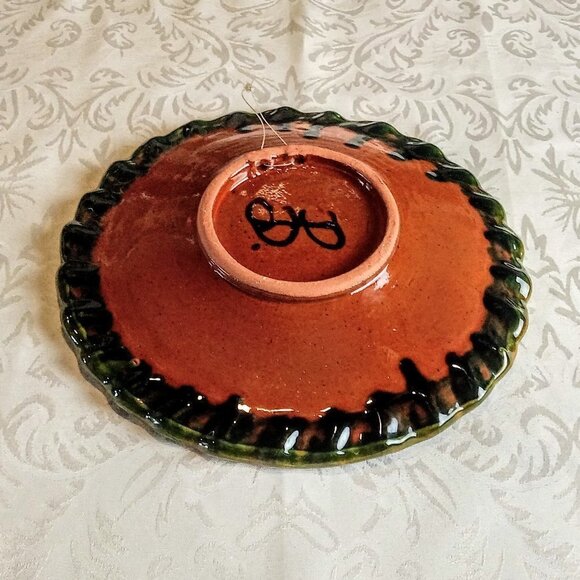 Decorative Pottery Hearts Thumbprints Plate Bowl - Picture 4 of 4